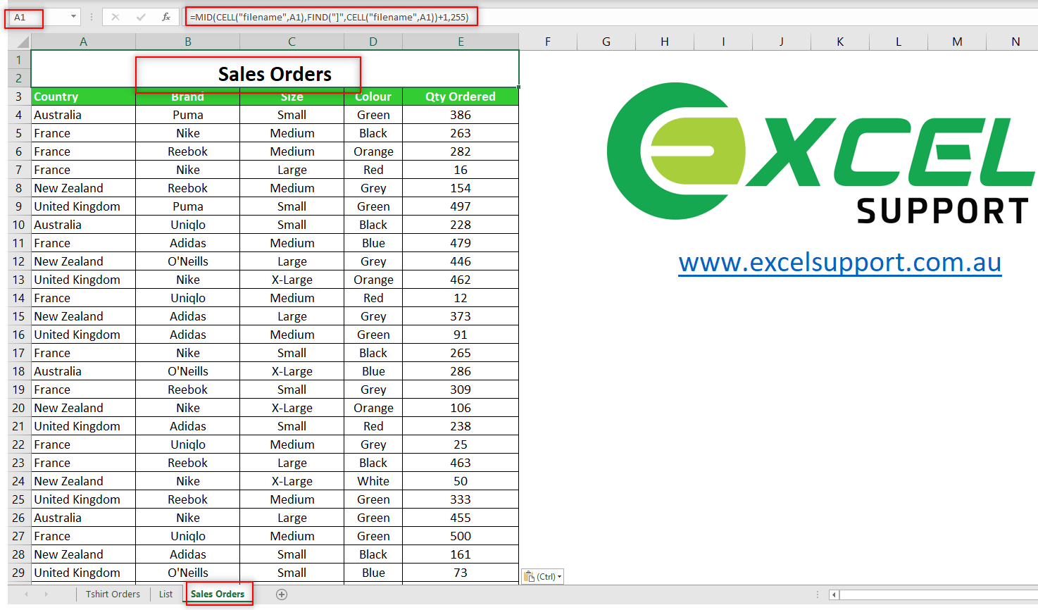 How To Insert Sheet/tab Names In a Cell In Excel Excelsupport