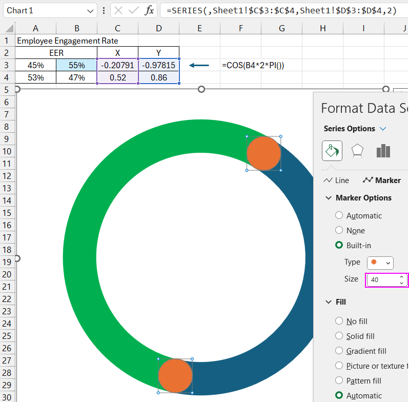 How to make Progress Circle Chart in Excel for Dahboard