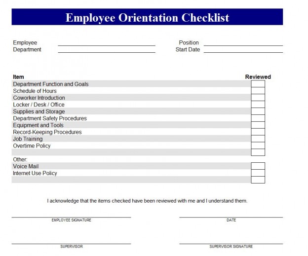 New Employee Orientation Checklist