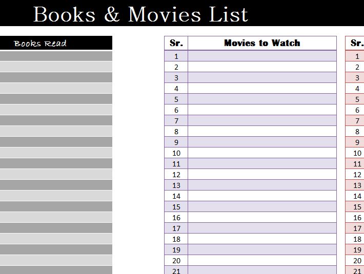 Books and Movies List