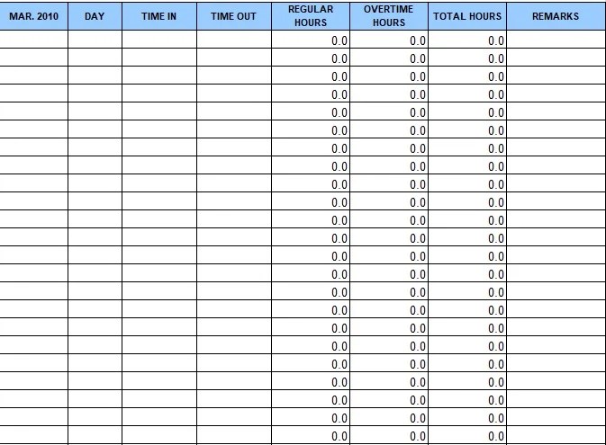 Blank Employee Timesheet Template Excel TMP