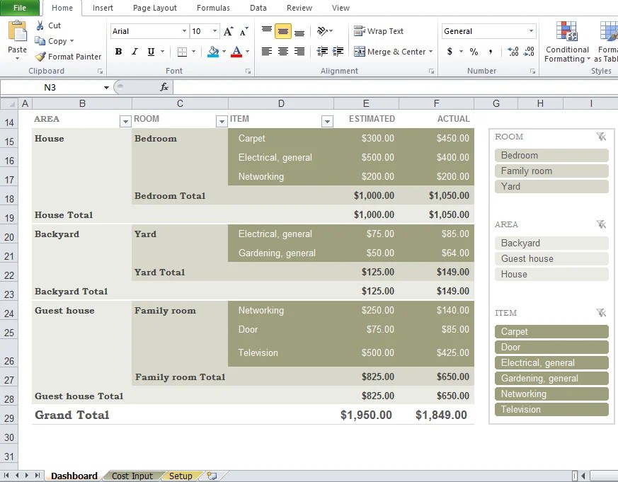 Home Improvement Budget Template