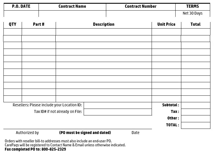 Purchase Order Template Format Excel, Word And PDF Excel TMP