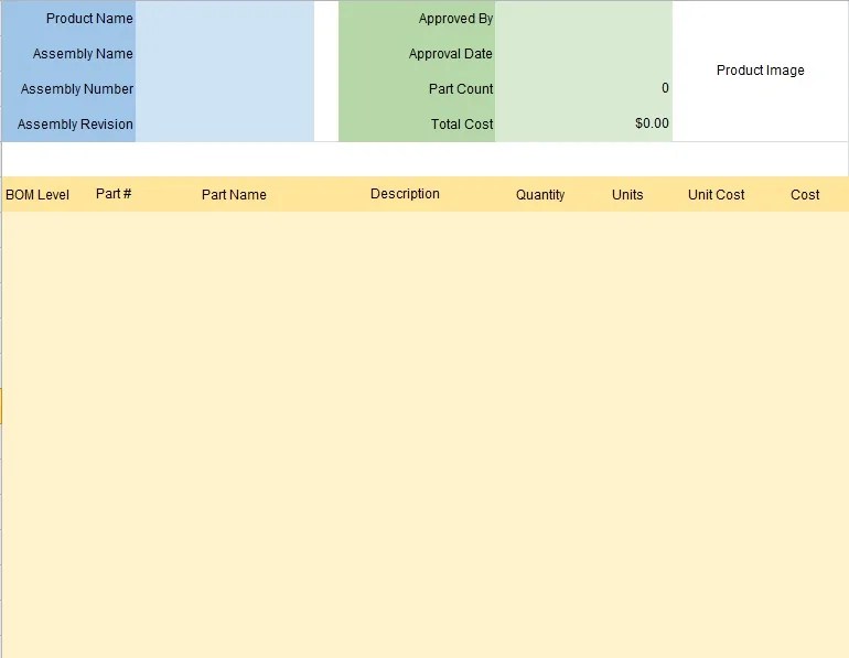 Bill OF Materials Template Free Excel TMP