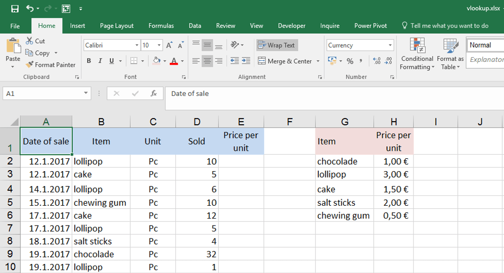 VLOOKUP function to connect two tables Trainings, consultancy