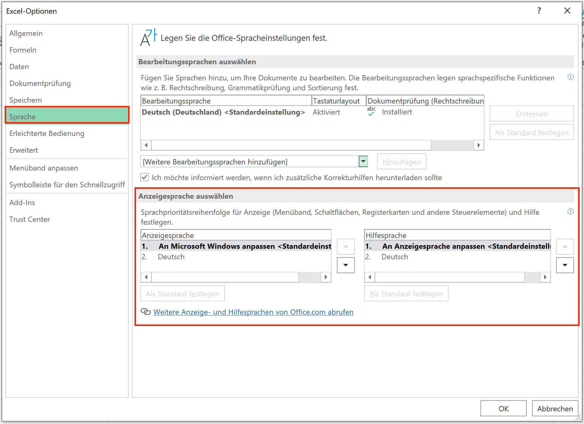 Sprache in Excel einstellen exceltricks