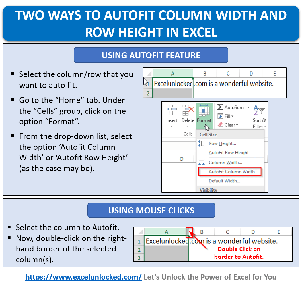 AutoFit Column Width and Row Height in Excel Excel Unlocked