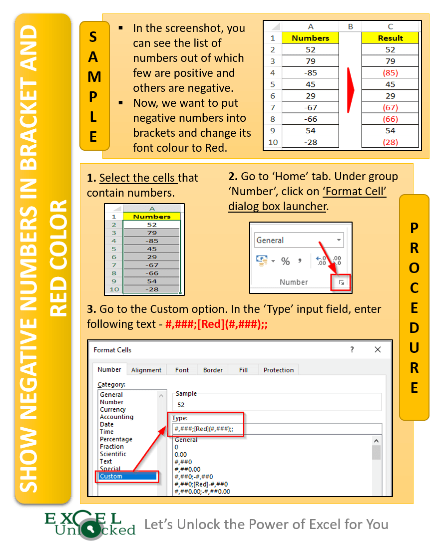 Show Negative Numbers in Bracket and in Red Color Excel Unlocked