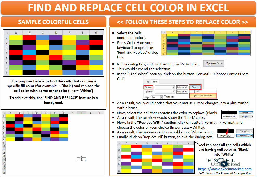 Find and Replace Cell Color in Excel Excel Unlocked