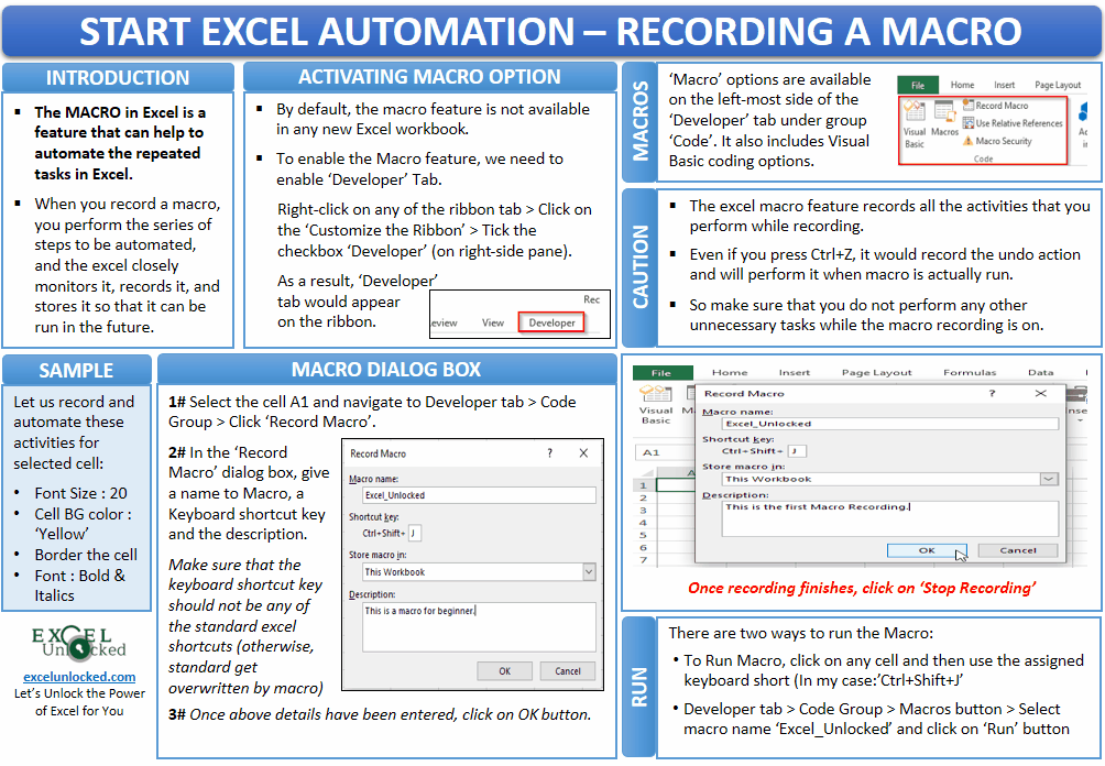 Start Automation Record A Macro in Excel Excel Unlocked