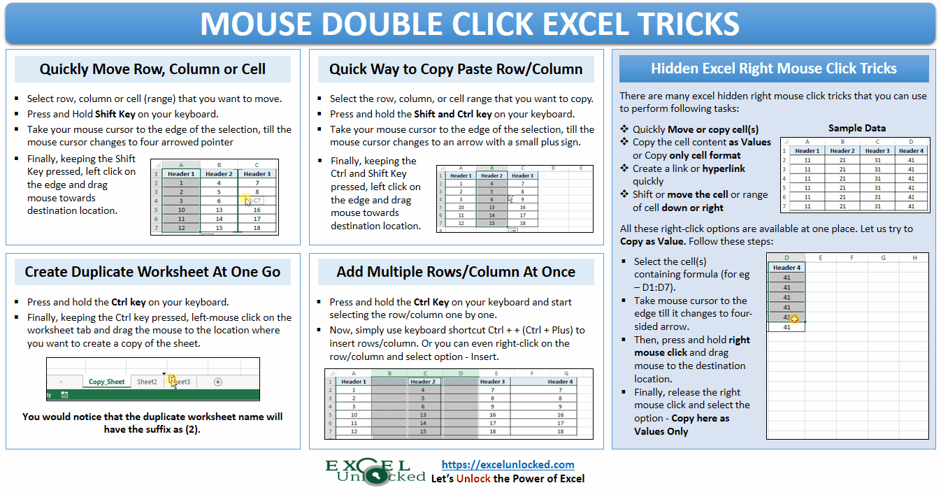 ExcelUnlocked Mouse and Keyboard Combo Tricks Excel Unlocked