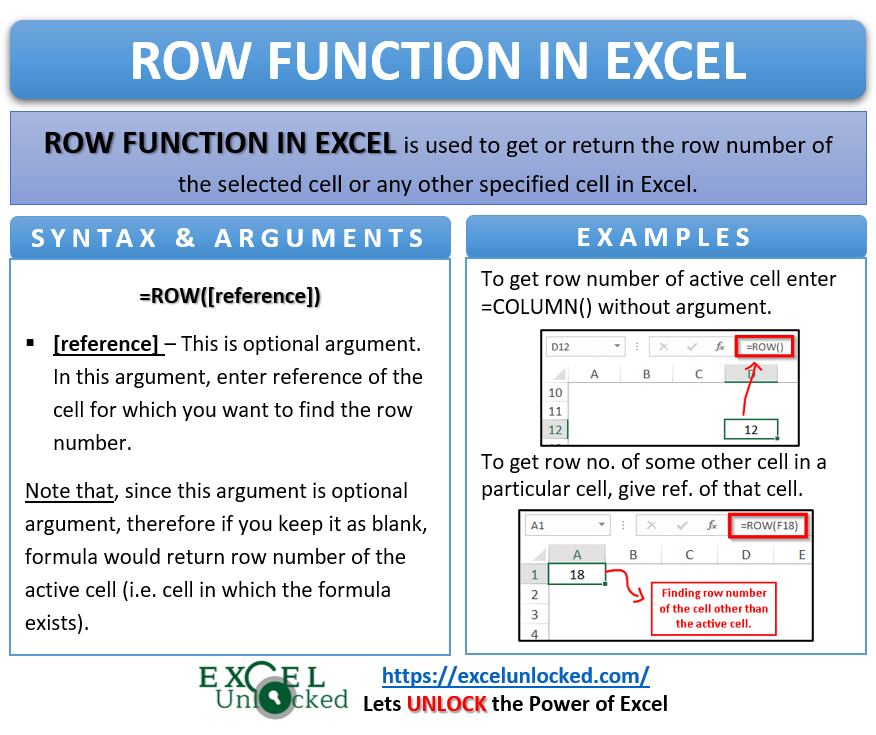 ROW Function in Excel Get Cell Row Number Excel Unlocked