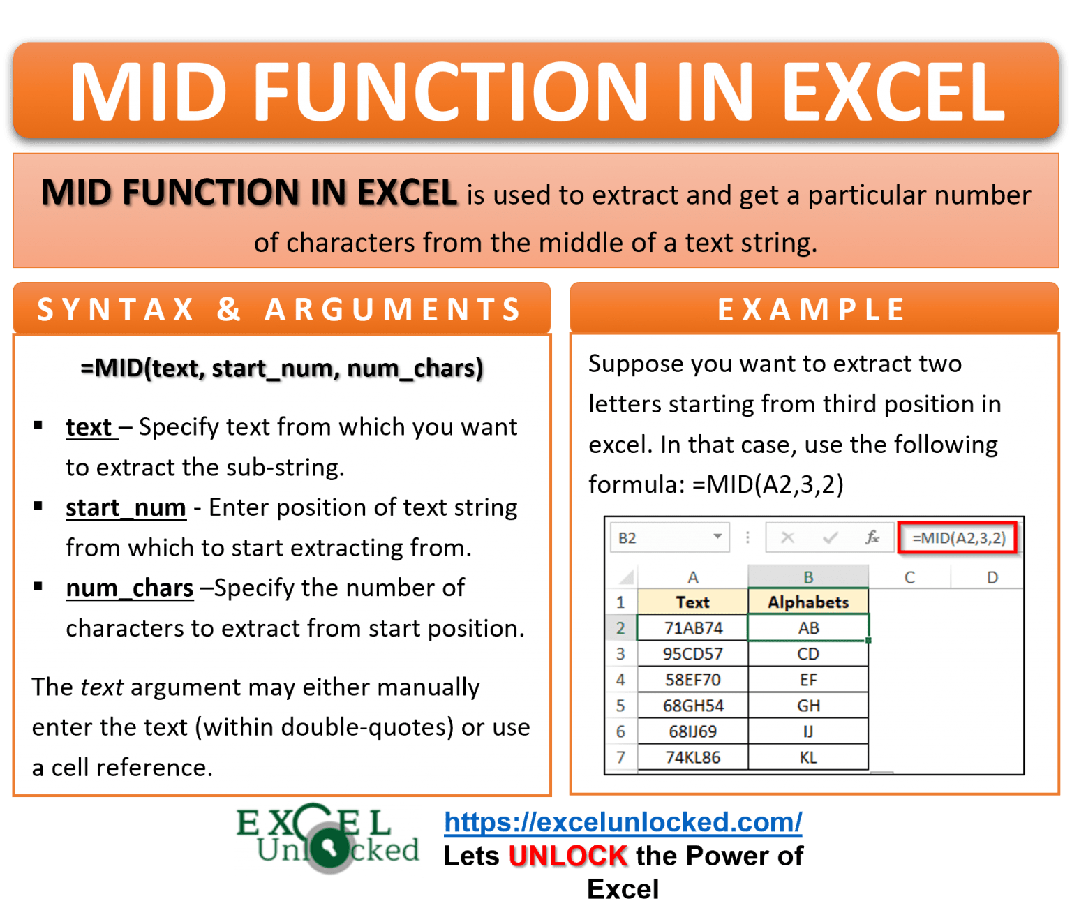 MID Function in Excel Extract Text From Middle Excel Unlocked