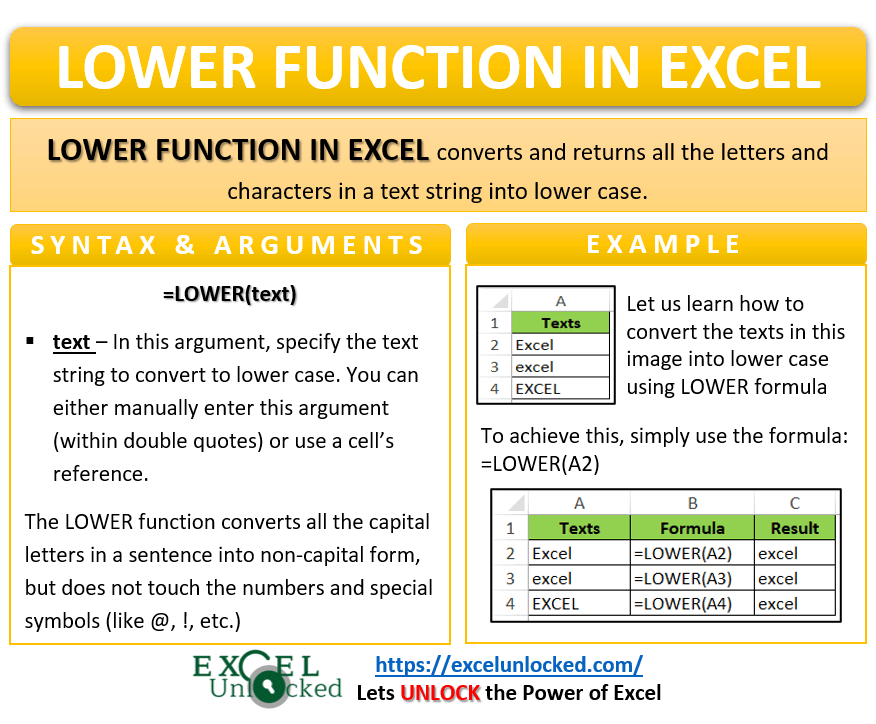 Excel LOWER Function Convert Letters In Lower Case Excel Unlocked
