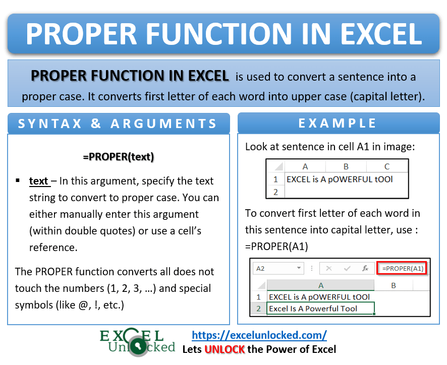 Excel PROPER Function Convert Into Sentence Case Excel Unlocked