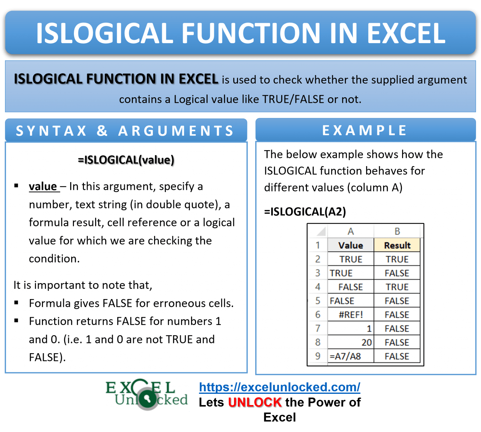 ISLOGICAL Function in Excel Checking Logical Value Excel Unlocked