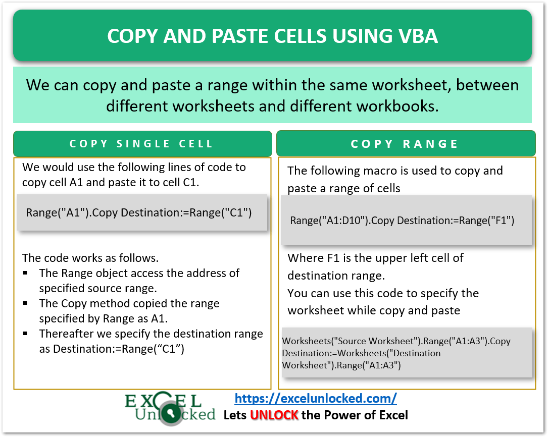 How to Copy and Paste Cells using VBA in Excel Excel Unlocked
