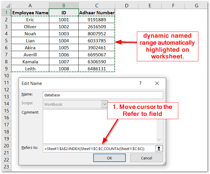 Dynamic Named Range using INDEX function Excel Unlocked