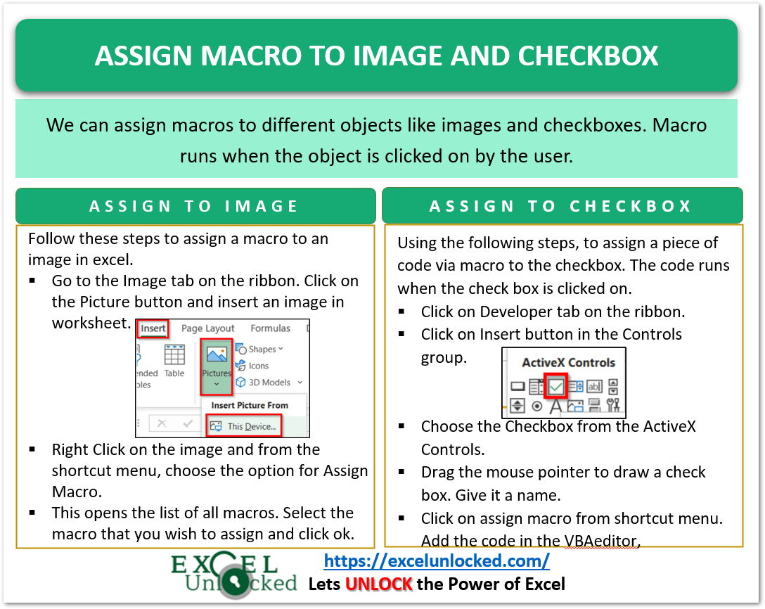 Assign Macro to Image and CheckBox Excel Unlocked