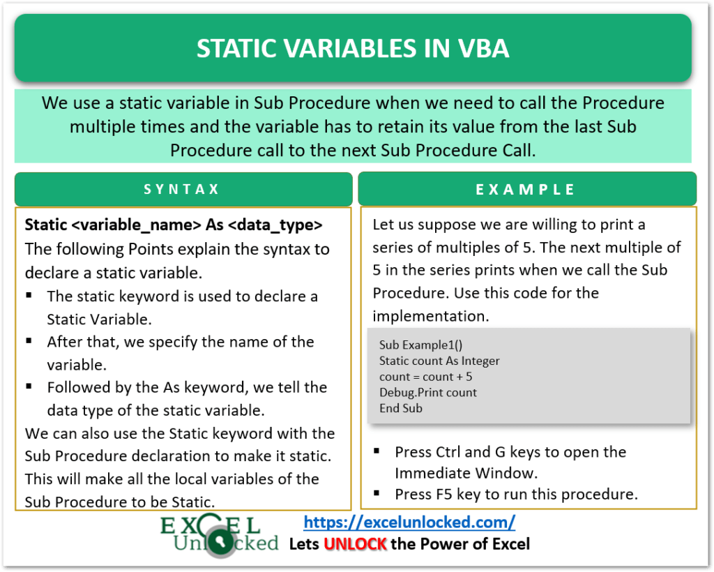 When to Use Static Variables in VBA? Excel Unlocked