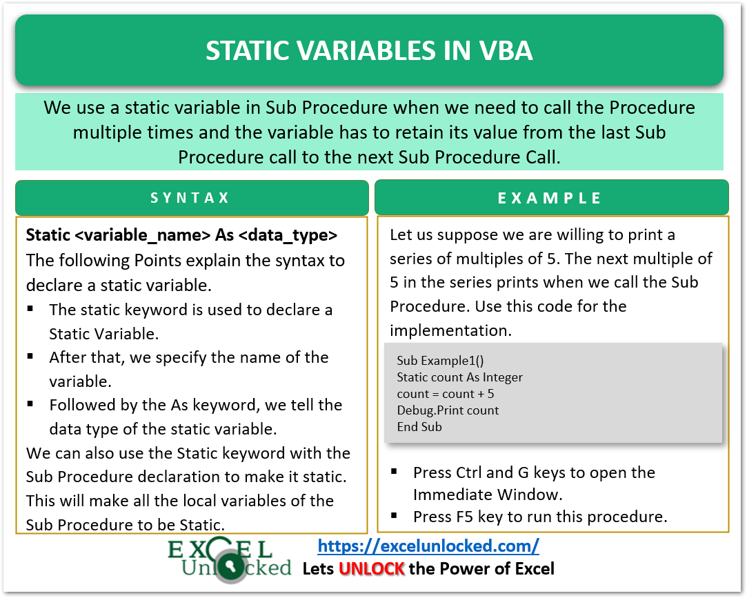 When to Use Static Variables in VBA? Excel Unlocked