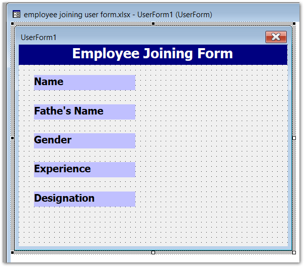 Employee Joining User Form VBA Project Excel Excel Unlocked