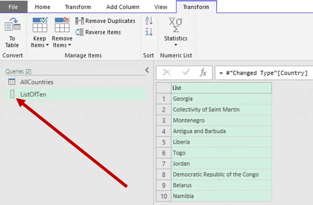 Filtering a Table to a List of Values in Power Query or Power BI