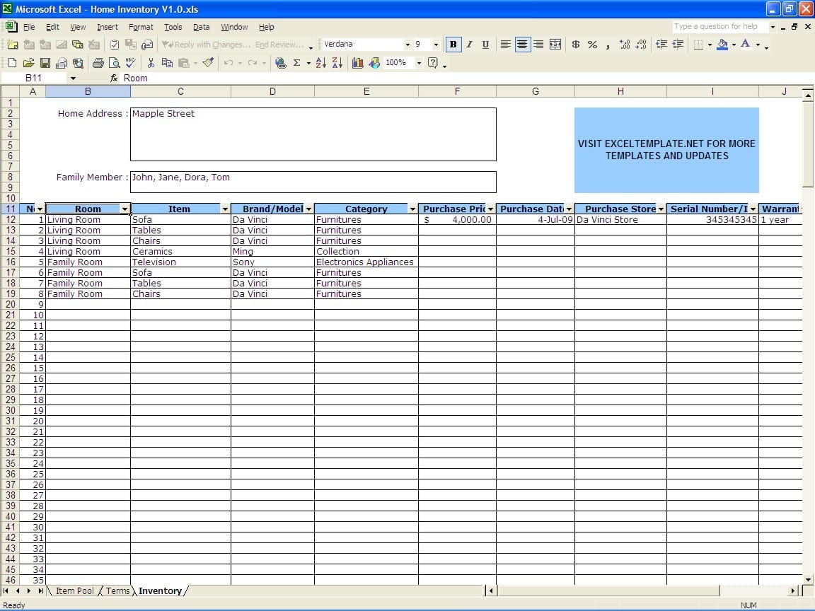 Inventory Spreadsheet Templates —