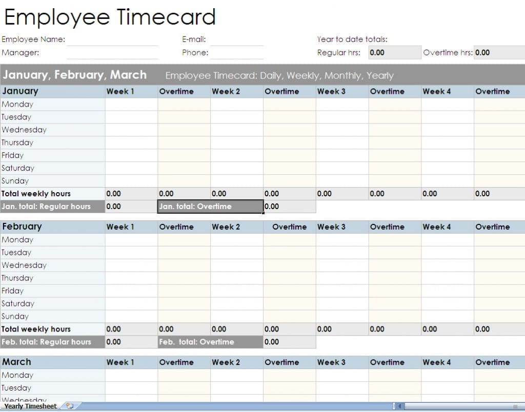 Time Spreadsheet Template —