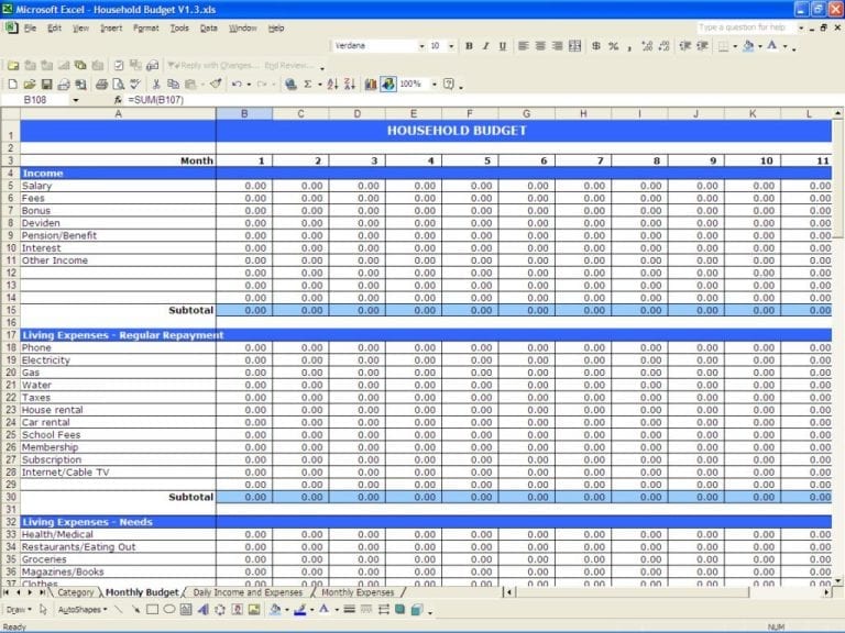 budget tracking spreadsheet template —