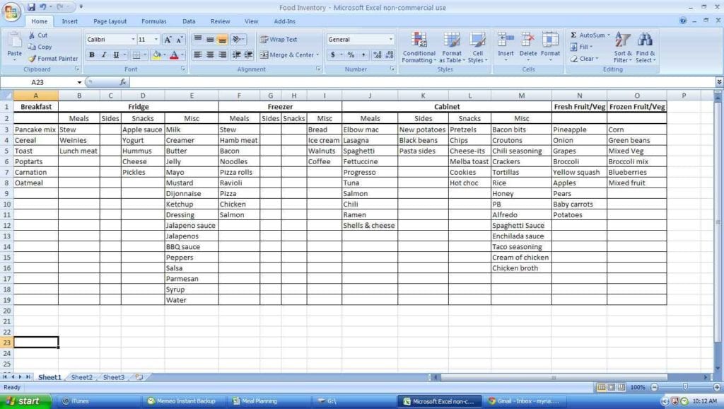 linen inventory spreadsheet —