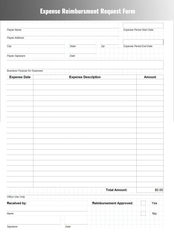 Generic Expense Report Spreadsheet Templates for Busines Printable
