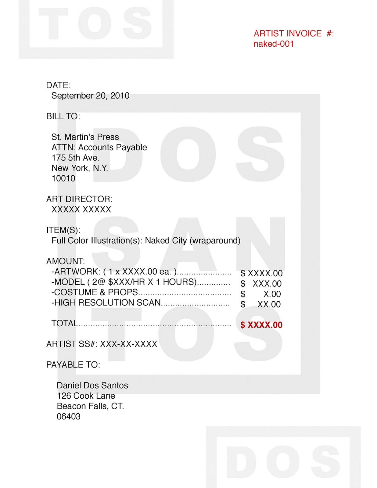 Artist Invoice Samples Spreadsheet Templates for Busines Makeup Invoice