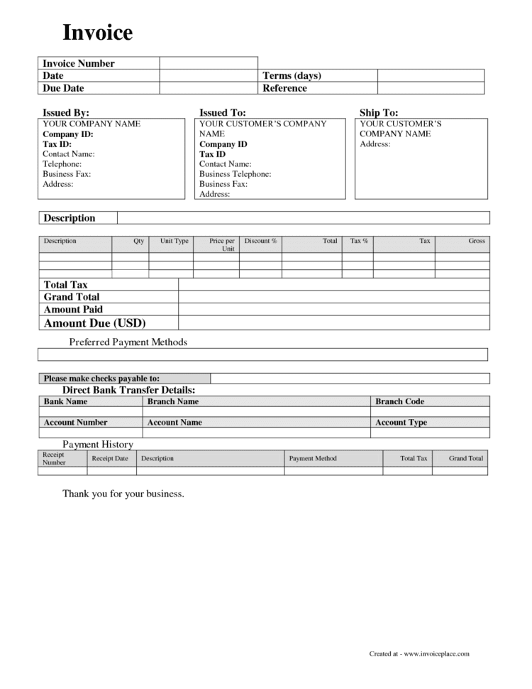Quickbooks Invoice Templates Spreadsheet Templates for Busines