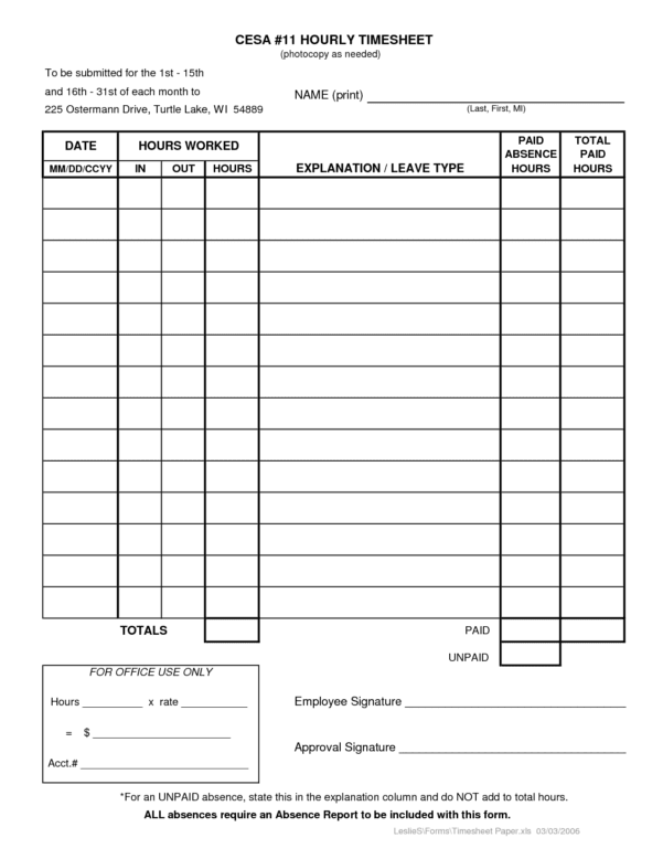 monthly timesheet template excel —