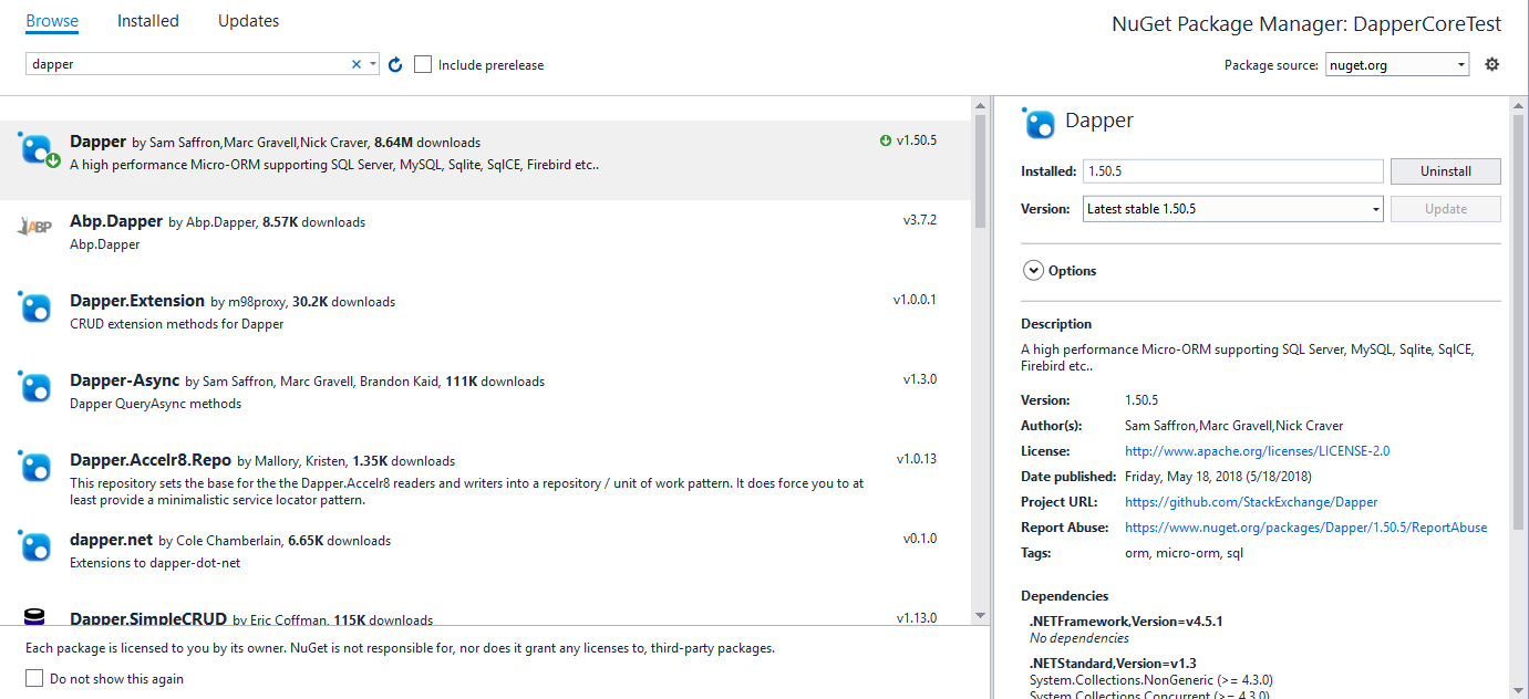 Using Dapper Asynchronously in 5.0