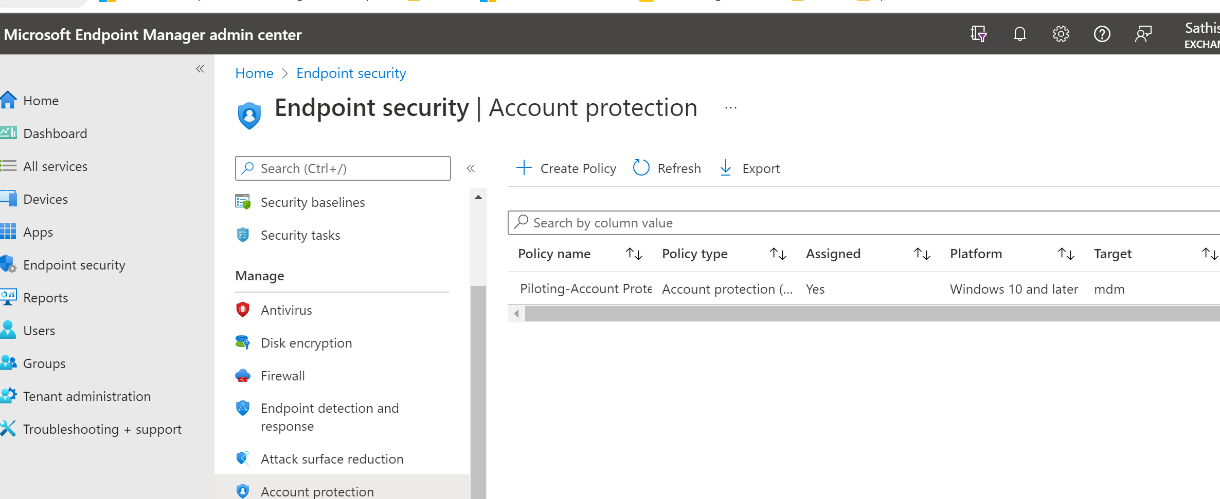 Utilize Intune endpoint security policies for Account Protection in
