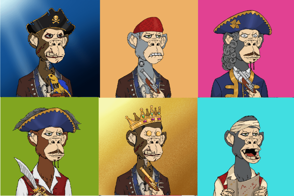 NFT Monkey Art, Bored Ape Pirate Club Collection Gold Mine Exchanger24