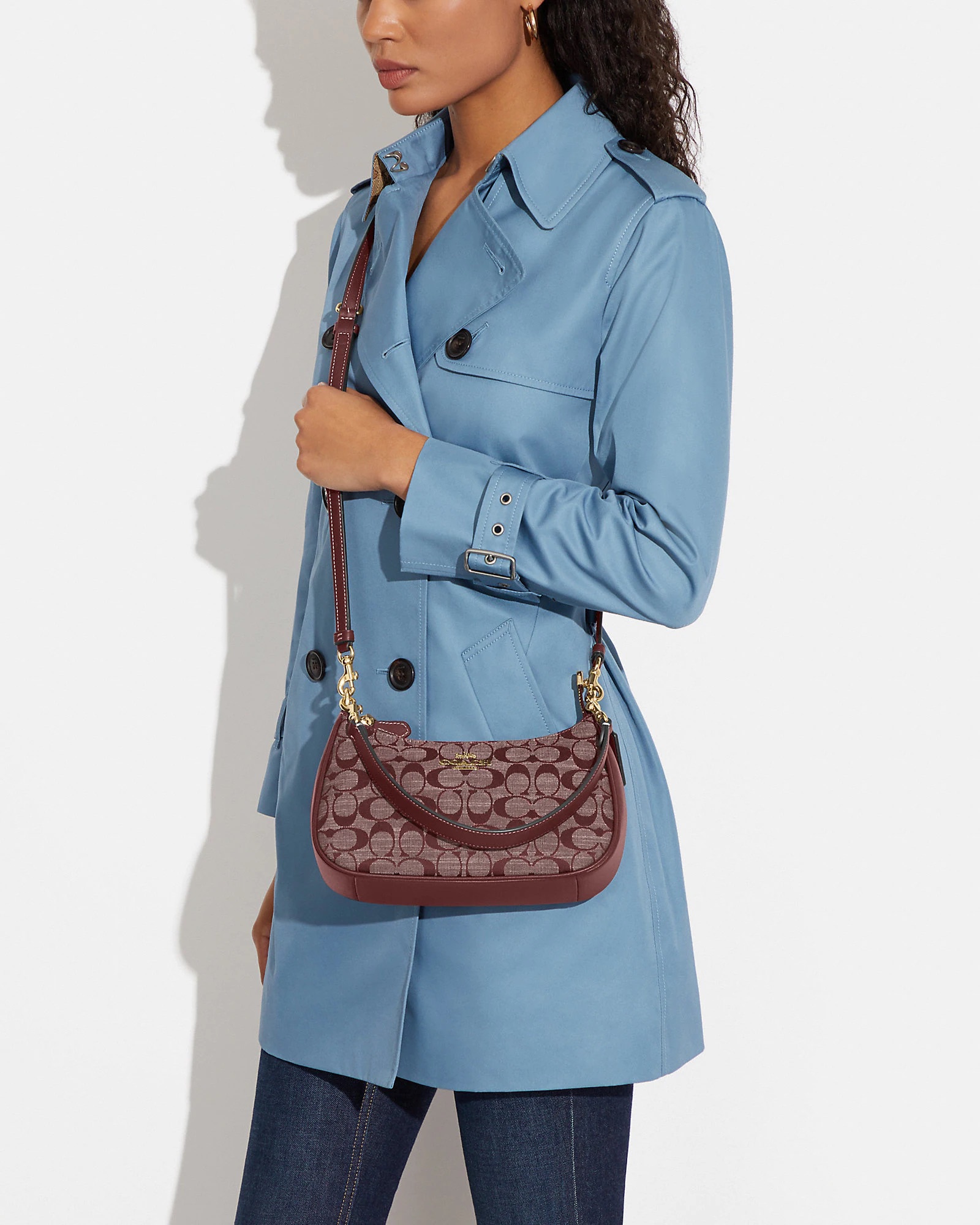 Coach Teri Shoulder Bag In Signature Chambray Wine Multi Exclusively USA