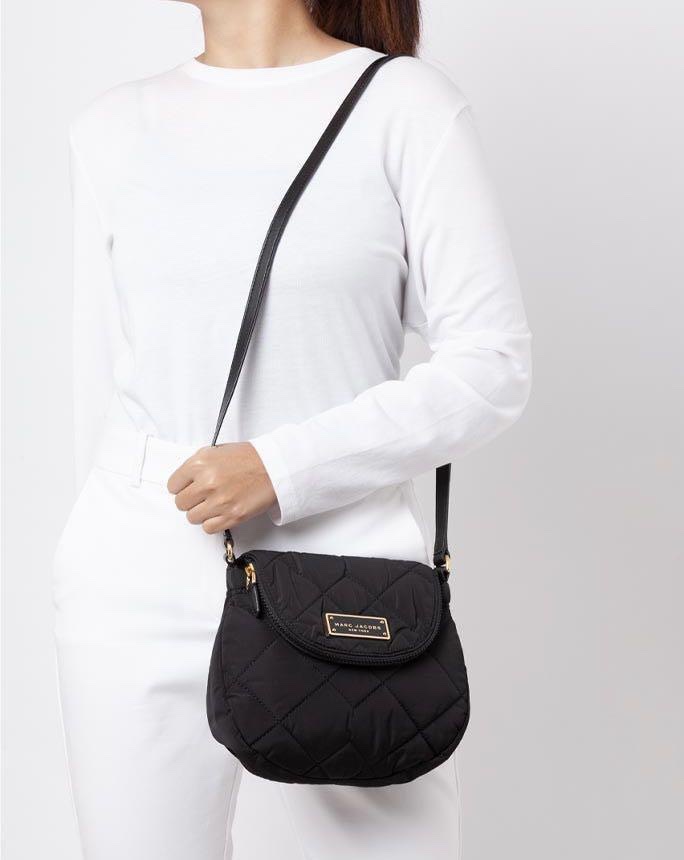 Marc Jacobs Preppy Quilted Nylon Mini Messenger Bag in Black
