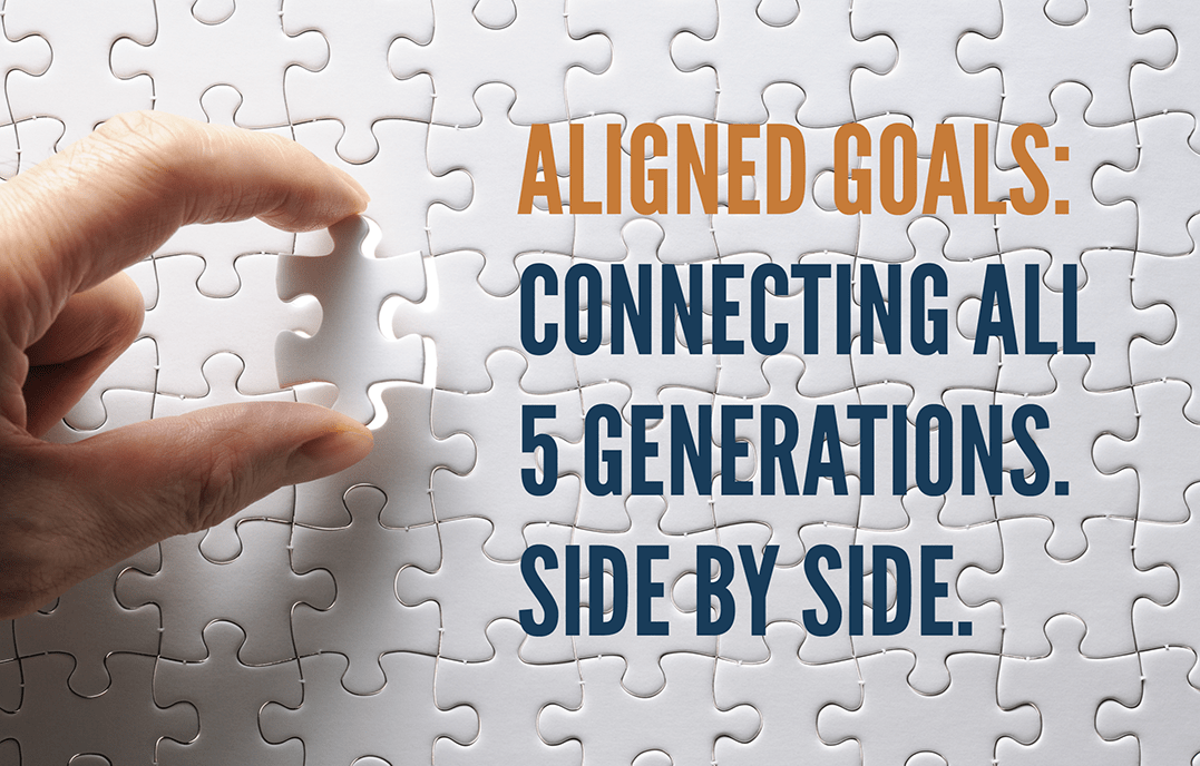Aligned Goals Connecting all 5 Generations. Side by Side. Center for