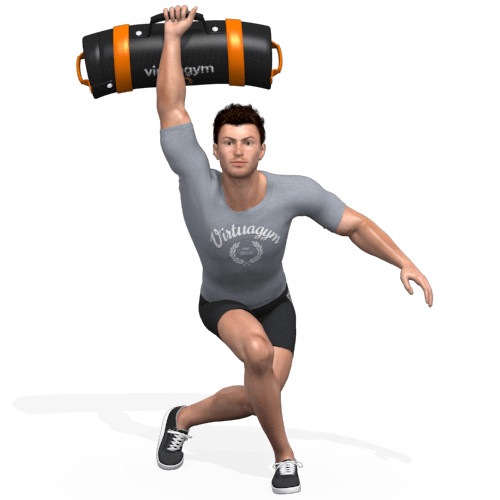 Sandbag Bowling Squat Overhead Video Exercise Guide