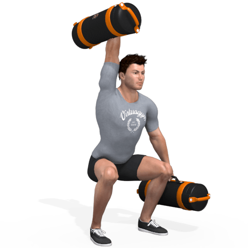 Sandbag Squat Suitcase And Overhead Video Exercise Guide