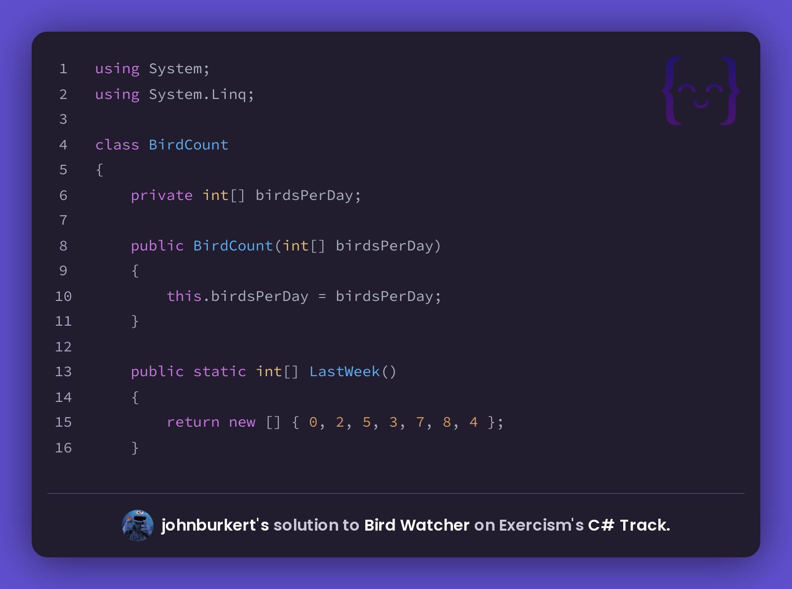 johnburkert's solution for Bird Watcher in C on Exercism