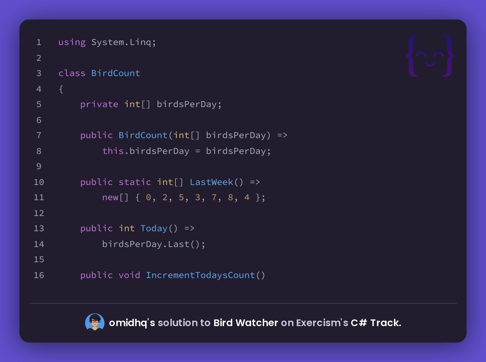 omidhq's solution for Bird Watcher in C on Exercism