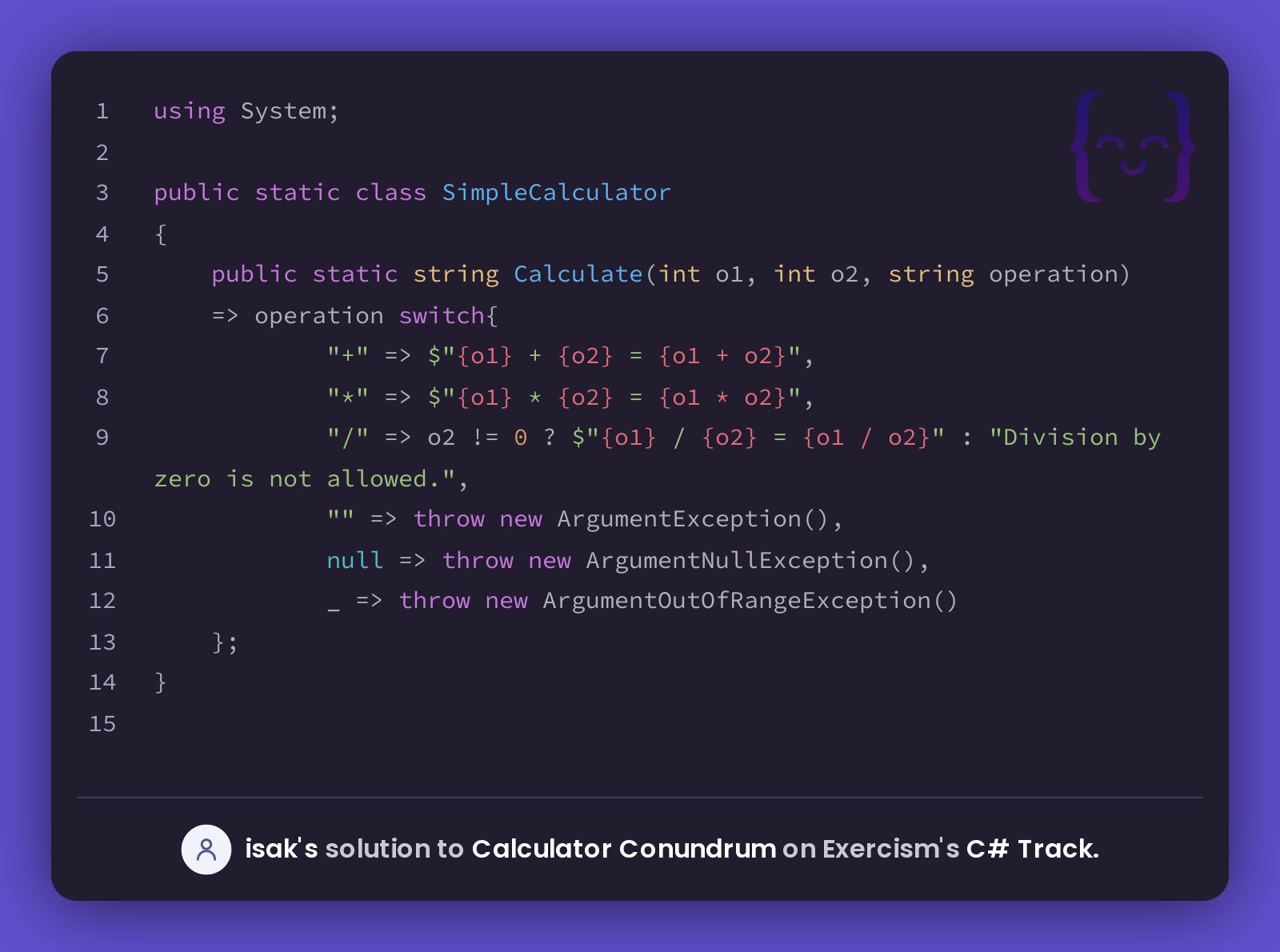 isak's solution for Calculator Conundrum in C on Exercism