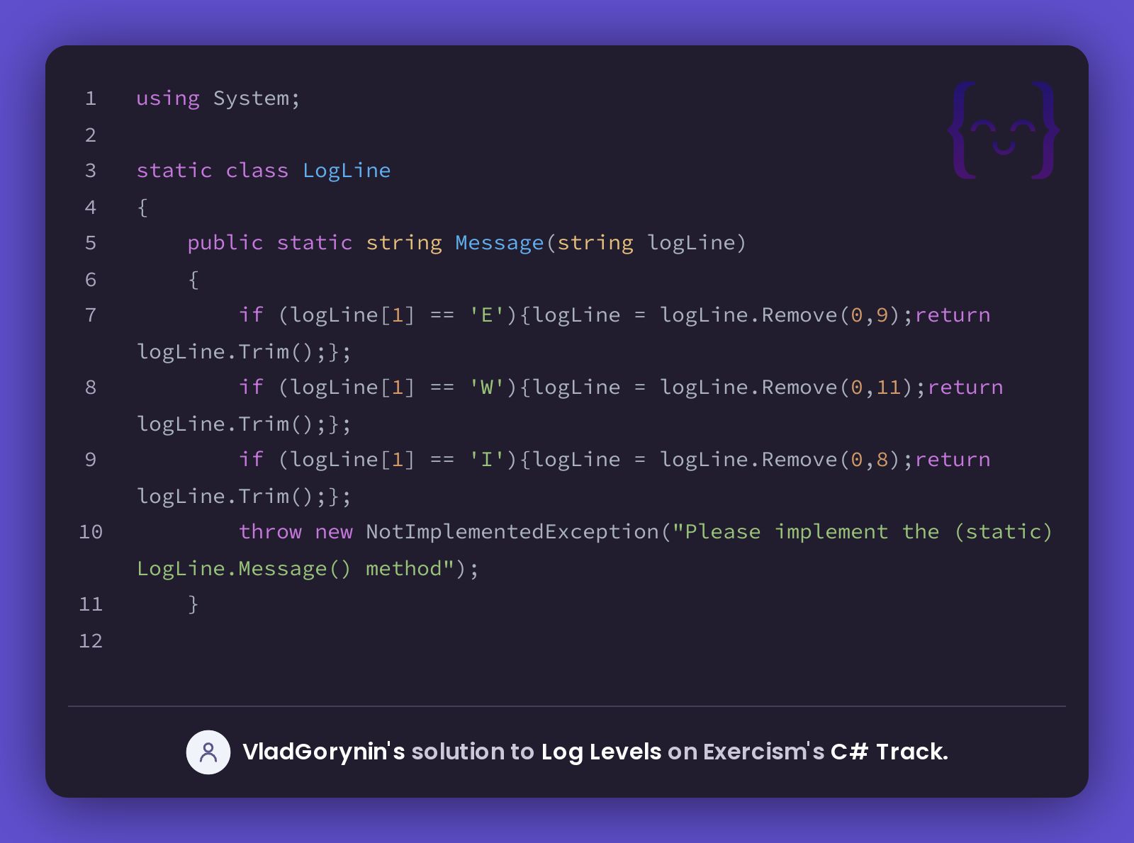 VladGorynin's solution for Log Levels in C on Exercism