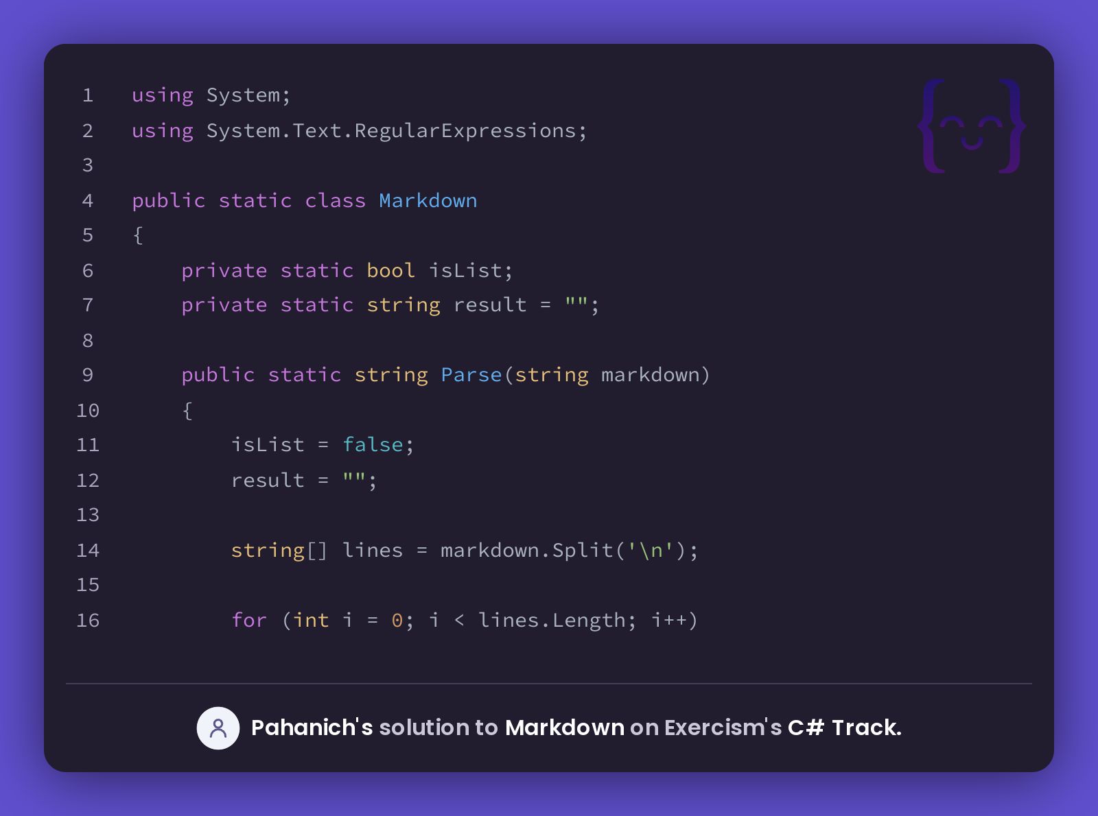Pahanich's solution for Markdown in C on Exercism