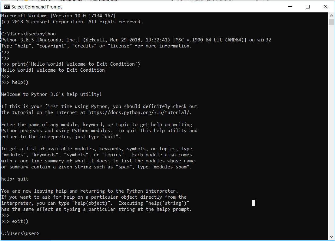 Getting Started with Python and Jupyter Notebook - Exit Condition