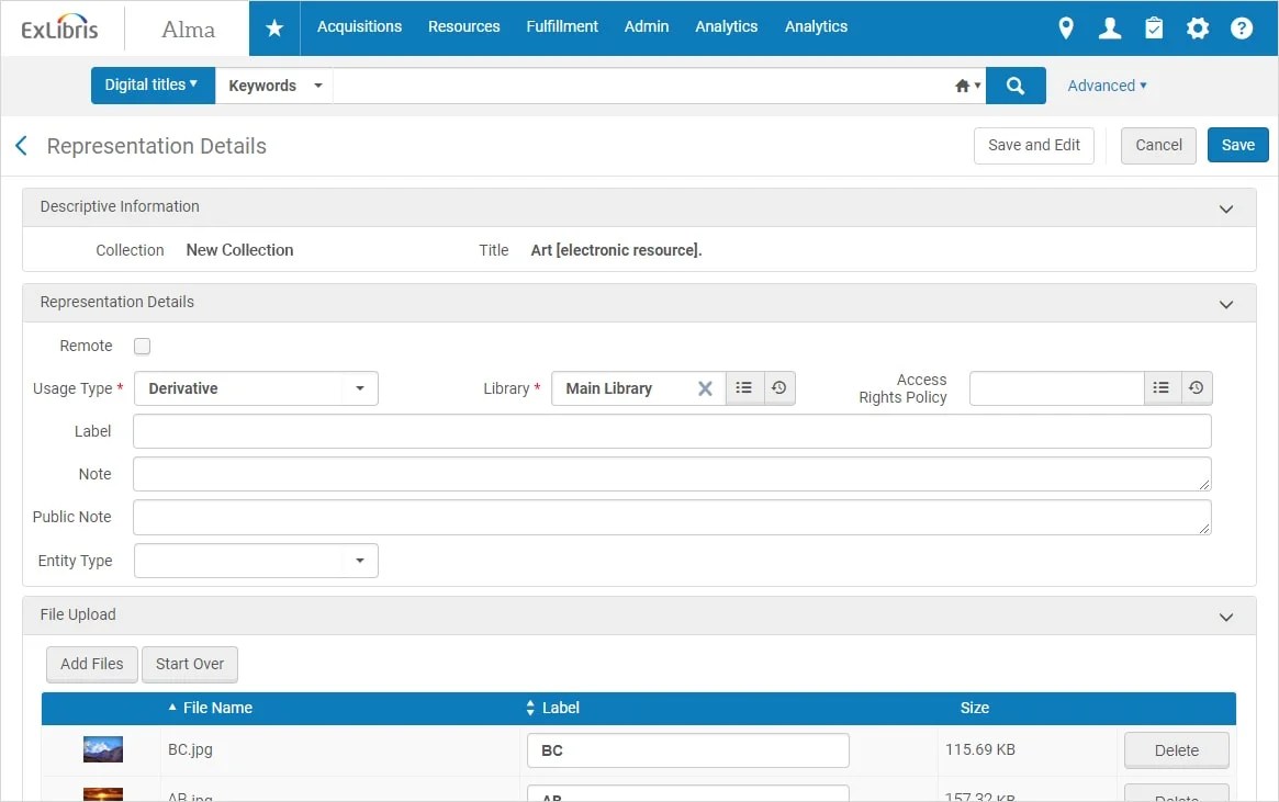 Digital Resource Management Alma Ex Libris